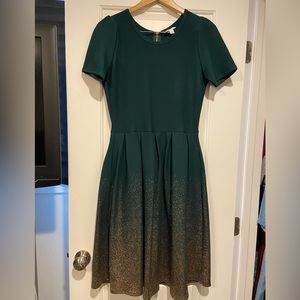 LuLaRoe Amelia Hunter Green with Rose Gold